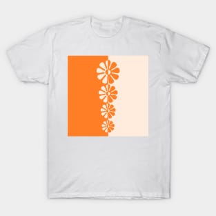 1960's Bold Retro Mod Flowers in Orange and Cream T-Shirt